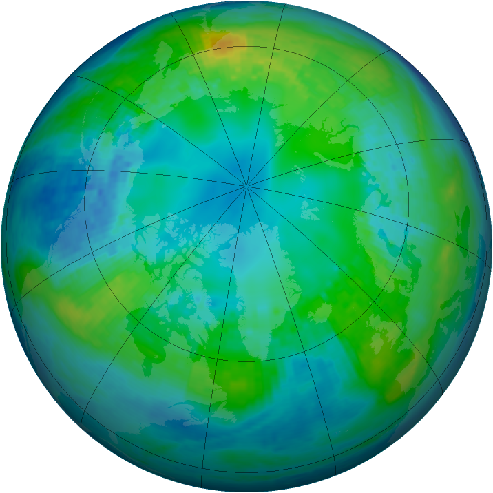 Arctic ozone map for 31 October 2003